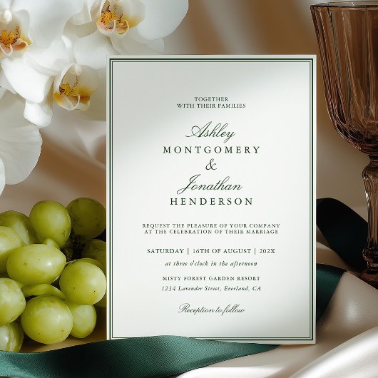 Old Money Dark Green Wedding 招待状