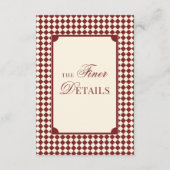 Old Money Deep Red Ivory Checkered Wedding Details エンクロージャーカード (正面)