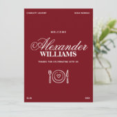 Old Money Elegant Burgundy Chic Wedding Menu メニュー (スタンド正面)