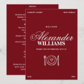 Old Money Elegant Burgundy Chic Wedding Menu メニュー (正面/裏面)