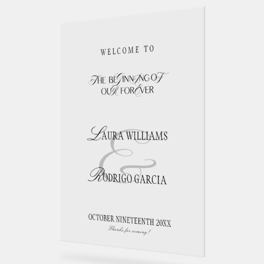 Old Money Elegant Calligraphy Wedding Welcome アクリルサイン (傾斜)