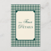 Old Money Emerald Ivory Checkered Wedding Details エンクロージャーカード (正面)