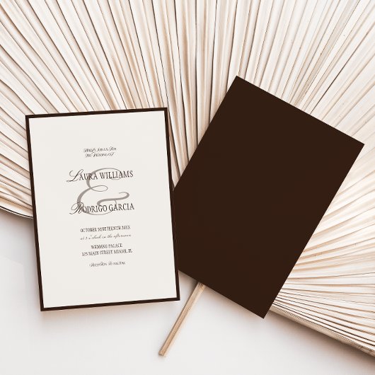 Old Money Espresso Ivory Wedding 招待状