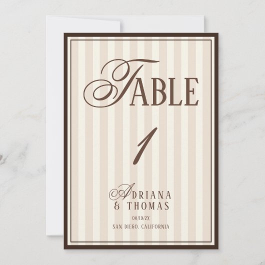 Old Money Espresso Wedding Table Number 招待状 (正面)