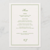 Old Money Green Wedding Menu Card 招待状 (正面)