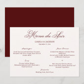 Old Money Ivory & Burgundy Wedding Menu Card 招待状 (正面/裏面)