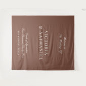 Old Money Mocha Brown Fabric Wedding Welcome Sign タペストリー (正面(横))