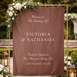 Old Money Mocha Brown Fabric Wedding Welcome Sign タペストリー