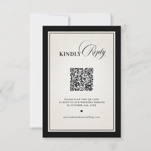 Old Money Modern Formal Black Luxury Chic QR code 出欠カード (正面)