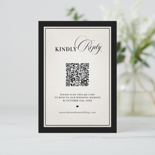 Old Money Modern Formal Black Luxury Chic QR code 出欠カード (スタンド正面)