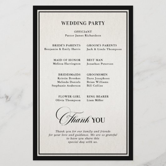 Old Money Modern Formal Black Luxury Chic Wedding (裏面)