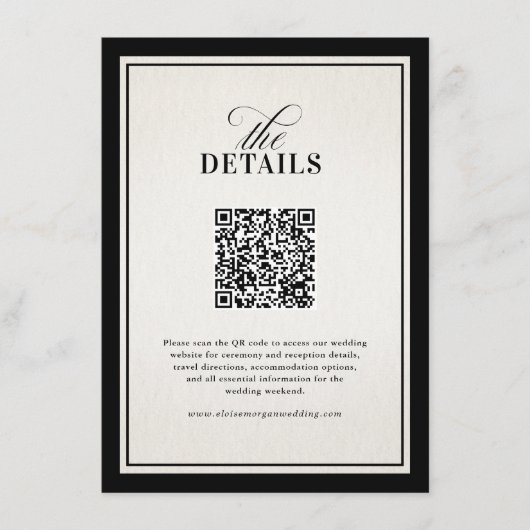 Old Money Modern Formal Black Luxury Chic Wedding エンクロージャーカード (正面)