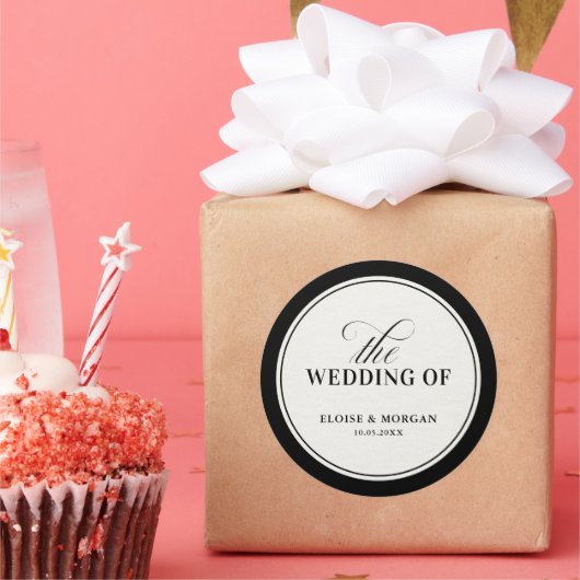 Old Money Modern Formal Black Luxury Chic Wedding ラウンドシール (パーティー)