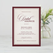 Old Money Modern Formal Burgundy Bridal Shower 招待状 (スタンド正面)