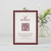 Old Money Modern Formal Burgundy Luxury Wedding エンクロージャーカード (スタンド正面)