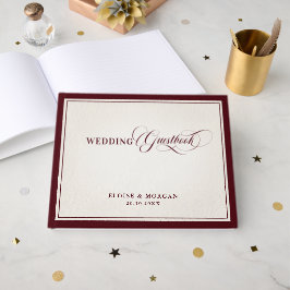 Old Money Modern Formal Burgundy Luxury Wedding ゲストブック