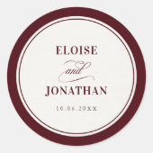 Old Money Modern Formal Burgundy Luxury Wedding ラウンドシール (正面)