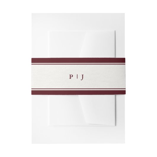 Old Money Modern Formal Burgundy Luxury Wedding 招待状ベリーバンド (正面例)