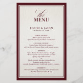 Old Money Modern Formal Burgundy Wedding Menu (正面)