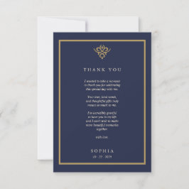 Old Money Navy Blue Flat Thank You Card サンキューカード