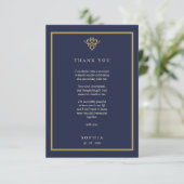 Old Money Navy Blue Flat Thank You Card サンキューカード (スタンド正面)