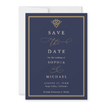 Old Money Navy Blue Save The Date Invitation