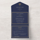 Old Money Navy Blue Wedding All In One Invitation オールインワン招待状 (内側)