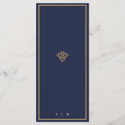 Old Money Navy Blue Wedding Flat Menu メニュー (裏面)