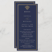Old Money Navy Blue Wedding Flat Menu メニュー (正面/裏面)