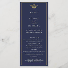 Old Money Navy Blue Wedding Flat Menu メニュー