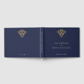Old Money Navy Blue Wedding Guest Book ゲストブック (全面)