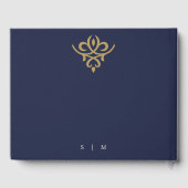 Old Money Navy Blue Wedding Guest Book ゲストブック (裏面)