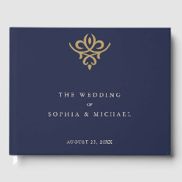 Old Money Navy Blue Wedding Guest Book ゲストブック