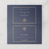 Old Money Navy Blue Wedding Place Card プレイスカード (外部開封)