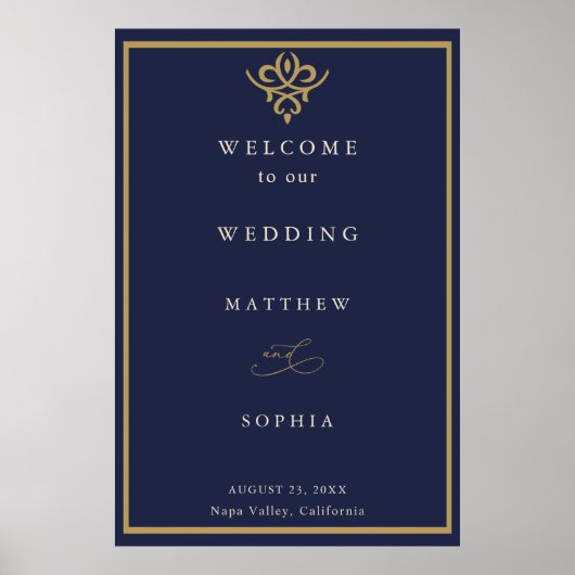 Old Money Navy Blue Wedding  Poster ポスター (正面)