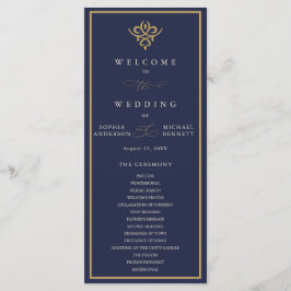 Old Money Navy Blue Wedding Program プログラム