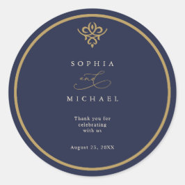 Old Money Navy Blue Wedding Sticker ラウンドシール