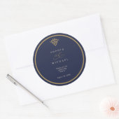 Old Money Navy Blue Wedding Sticker ラウンドシール (封筒)