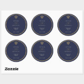 Old Money Navy Blue Wedding Sticker ラウンドシール (シート)