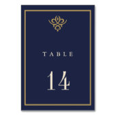 Old Money Navy Blue Wedding Table Card テーブルナンバー (裏面)