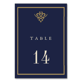 Old Money Navy Blue Wedding Table Card テーブルナンバー