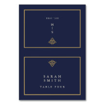 Old Money Navy Blue Wedding Table Place Card