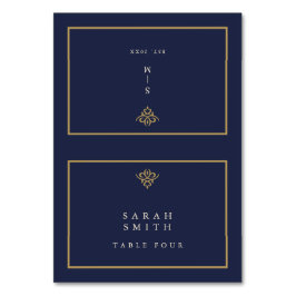 Old Money Navy Blue Wedding Table Place Card テーブルナンバー