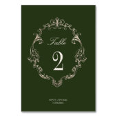 Old Money Olive Green Elegant Monogram Wedding  テーブルナンバー (正面)