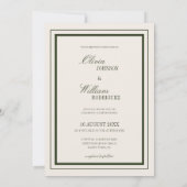 Old Money Olive Green Elegant Monogram Wedding 招待状 (裏面)