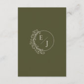 Old Money Olive Green Elegant Wedding エンクロージャーカード (裏面)