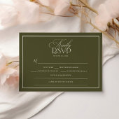Old Money Olive Green Elegant Wedding 出欠カード