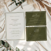 Old Money Olive Green Elegant Wedding 招待状