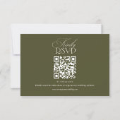 Old Money Olive Green Elegant Wedding QR Code 出欠カード (正面)