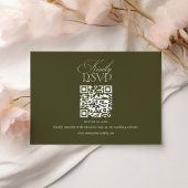 Old Money Olive Green Elegant Wedding QR Code 出欠カード